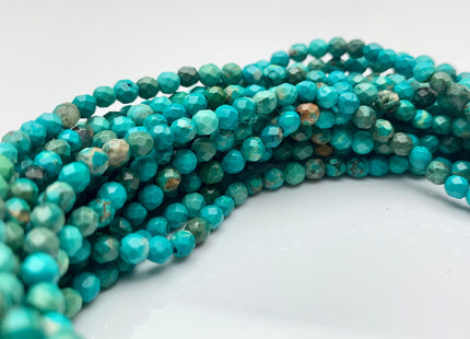 3mm 4mm Faceted Round Turquoise Beads Turquoise Loose Beads 15.5 Inches Strand #2647