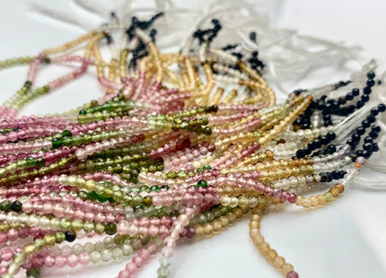 2.5 mm AAA 100% All Natural Micro Faceted Rondelle Gemmy Tourmaline Beads Top Quality Black Green Pink Gold Blue Tourmaline 13 Inches #2949