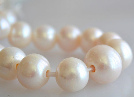 Half Strand 12-14 mm White Graduated Large Hole Freshwater Pearl Beads 2.2mm Hole Large Hole Natural White Pearls #161