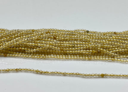 2 mm Faceted Round Tiny Golden Yellow Rutilated Quartz Gemstone Beads Genuine Natural Quartz Loose Beads 13 Inches Strand #4139