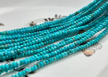 2x3 mm Natural Faceted Rondelle Turquoise Beads Natural Color Turquoise Loose Beads #2581