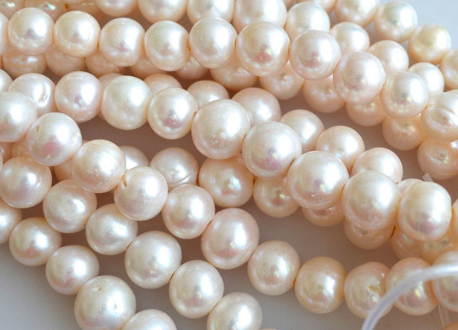 Half Strand 12-14 mm White Graduated Large Hole Freshwater Pearl Beads 2.2mm Hole Large Hole Natural White Pearls #161