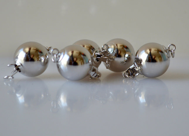 6mm 8mm 10mm 12mm Genuine .925 Sterling Silver Smooth Shiny Ball Clasp, Sterling Silver Ball Clasp, .925 Silver Ball Safety Clasps #10339