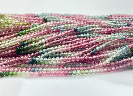 2.5 mm AAA 100% All Natural Micro Faceted Rondelle Gemmy Tourmaline Beads Top Quality Black Green Pink Gold Blue Tourmaline 13 Inches #2949