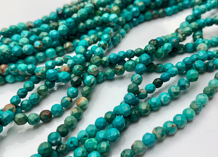 3mm 4mm Faceted Round Turquoise Beads Turquoise Loose Beads 15.5 Inches Strand #2647