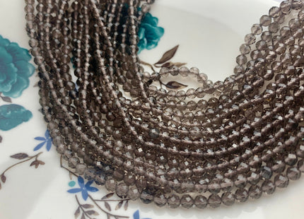 BEST DEAL 4 mm Natural Faceted Round Smoky Quartz Gemstone Beads Genuine Natural Quartz Gemstone Loose Beads 15.5 Inches Strand #2597