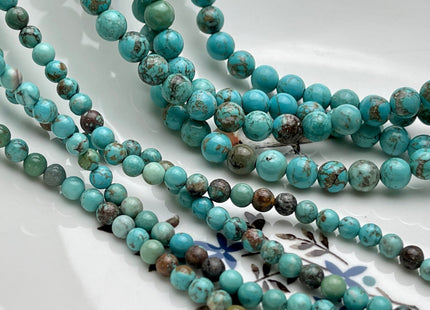 4mm 6mm 8mm 10mm Smooth Round Blue Green Brown Color Turquoise Gemstone Beads 15.5 Inches Strand #4089