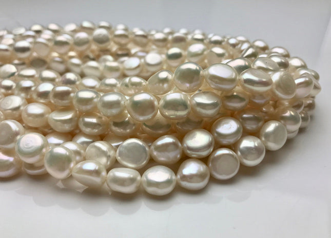 9-10 mm AAA Natural White Round Button Freshwater Pearl Beads Genuine High Luster Smooth And Shiny Freshwater Pearls. #005