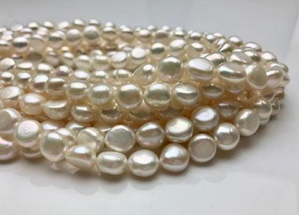 9-10 mm AAA Natural White Round Button Freshwater Pearl Beads Genuine High Luster Smooth And Shiny Freshwater Pearls. #005