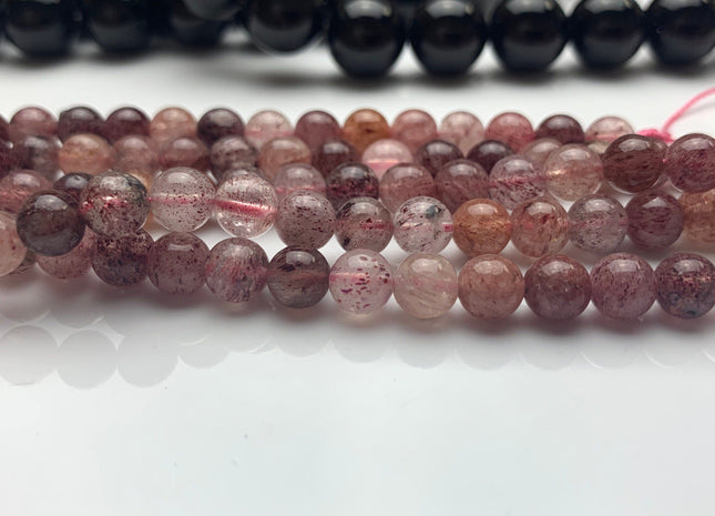 4mm 6mm 7mm 8mm Natural Color Smooth Round Strawberry Quartz Gemstone Beads Natural Pink Strawberry Quartz Loose Beads #2295