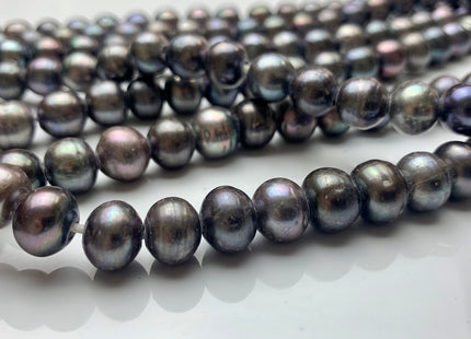 9.5-10 mm Large Hole Potato Gray Peacock Freshwater Pearl Beads Hole Size 2.2 mm Genuine Large Hole Freshwater Pearls #1563