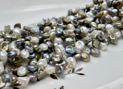 5x6-8 mm Gray White Keshi Freshwater Pearls Top Drilled Keshi Pearl Beads Rare Gray White Genuine Keishi Freshwater Pearls 90 Pieces #P1543