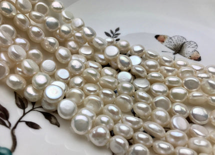 9-10 mm AAA Natural White Round Button Freshwater Pearl Beads Genuine High Luster Smooth And Shiny Freshwater Pearls. #005