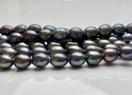 10-11x12-13 mm Large Hole Half Strand Peacock Rice Freshwater Pearl Beads Hole 2.2mm 14-16 Beads #1287