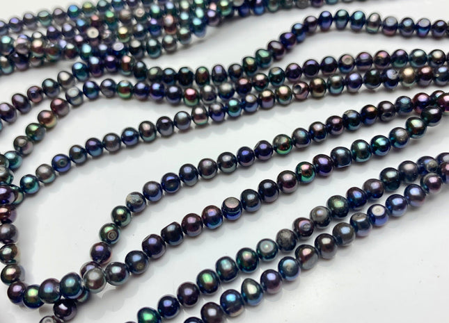 4 mm or 5 mm Peacock Potato Freshwater Pearl Beads Genuine Cultured Freshwater Pearl Beads Wedding Bridal Pearls #1541