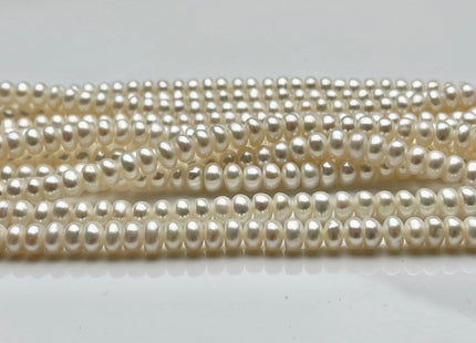 3x5mm 4x6mm AAA Natural White Freshwater Pearl Button Rondelle Pearl Beads #P1691