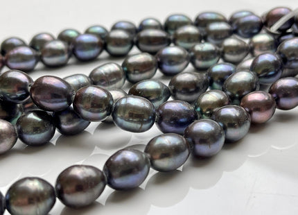 10-11x12-13 mm Large Hole Half Strand Peacock Rice Freshwater Pearl Beads Hole 2.2mm 14-16 Beads #1287