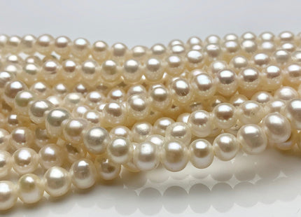 6-6.5 mm AAA Half Strand Large Hole Natural White Potato Freshwater Pearl Beads 1.5 mm 2.1 mm Hole Genuine Freshwater Pearl 34 Pieces #P1483