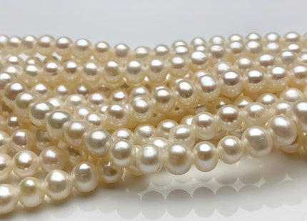 6-6.5 mm AAA Half Strand Large Hole Natural White Potato Freshwater Pearl Beads 1.5 mm 2.1 mm Hole Genuine Freshwater Pearl 34 Pieces #P1483