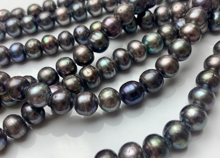 9.5-10 mm Large Hole Potato Gray Peacock Freshwater Pearl Beads Hole Size 2.2 mm Genuine Large Hole Freshwater Pearls #1563