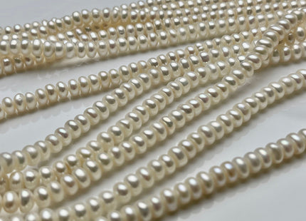 4x6mm AAA Natural White Freshwater Pearl Button Rondelle Genuine Freshwater Pearl Beads Natural White Color Genuine Pearls #P1691