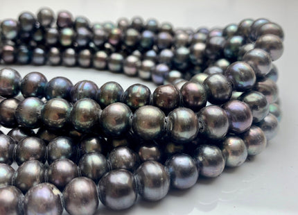 9.5-10 mm Large Hole Potato Gray Peacock Freshwater Pearl Beads Hole Size 2.2 mm Genuine Large Hole Freshwater Pearls #1563