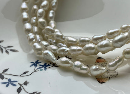 8x10-11 mm Natural White High Luster Long Oval Edison Baroque Freshwater Pearl Beads Genuine Freshwater Irregular Shape Edison Pearls #P2119