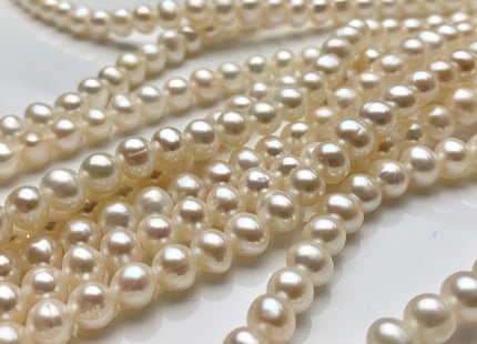 6-6.5 mm AAA Half Strand Large Hole Natural White Potato Freshwater Pearl Beads 1.5 mm 2.1 mm Hole Genuine Freshwater Pearl 34 Pieces #P1483