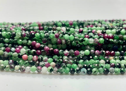 2.5 mm AAA Faceted Round Quality Ruby in Zoisite Beads Natural Tiny pink Green Color Gemmy Gemstone Beads #2059