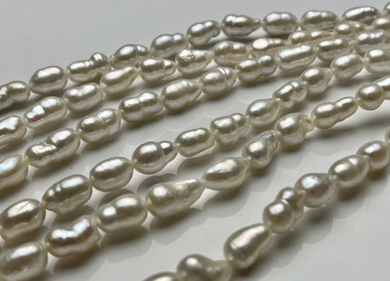 8x10-11 mm Natural White High Luster Long Oval Edison Baroque Freshwater Pearl Beads Genuine Freshwater Irregular Shape Edison Pearls #P2119