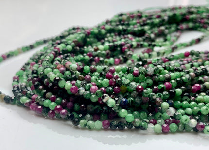 2.5 mm AAA Faceted Round Quality Ruby in Zoisite Beads Natural Tiny pink Green Color Gemmy Gemstone Beads #2059