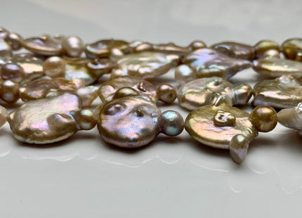 19-21 mm Natural White OR Seaweed Large Coin Freshwater Pearl Beads Grade B Large Flat Coin Pearl Beads Coin Pearl With Potato Beads #1387