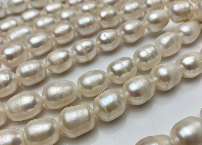 11x14 mm Natural White Rice/Oval Potato Freshwater Pearls Genuine Natural Freshwater Pearl Beads #1477