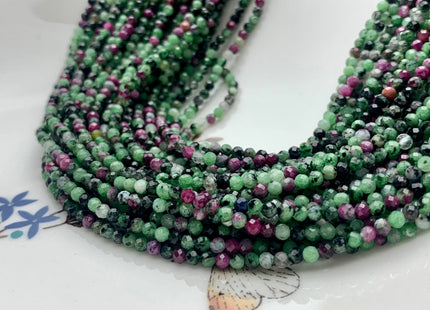 2.5 mm AAA Faceted Round Quality Ruby in Zoisite Beads Natural Tiny pink Green Color Gemmy Gemstone Beads #2059