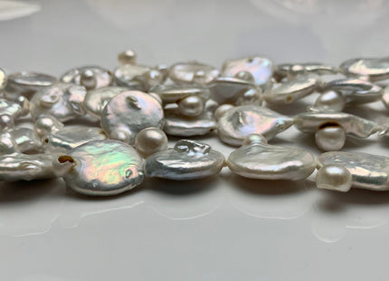 19-21 mm Natural White OR Seaweed Large Coin Freshwater Pearl Beads Grade B Large Flat Coin Pearl Beads Coin Pearl With Potato Beads #1387