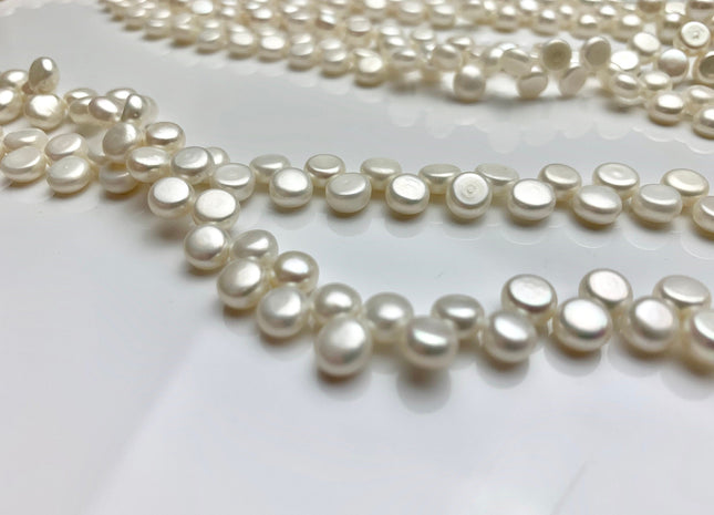 6-7 mm AAA Natural White Round Button Top Drilled Freshwater Pearl Beads Genuine Natural Color Top Drilled Dancing Freshwater Pearls #37