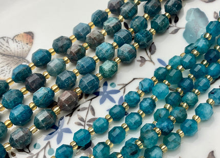 5x6mm 7x8mm Faceted Energy Prism Cut Apatite Gemstone Genuine Double Terminated Points Natural Blue Apatite Beads 15.5 Inches #3647