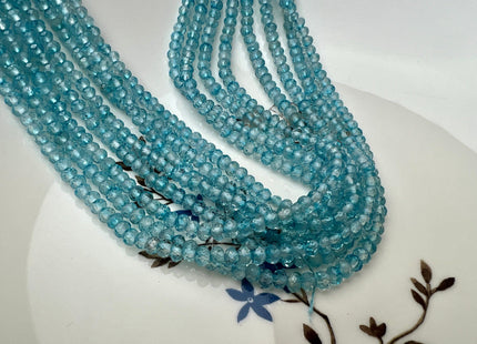 2x3mm 3x4mm AAA Micro Faceted Rondelle Blue Topaz Gemstone Beads Genuine Natural Blue Topaz 15.5 Inches Strand #4219