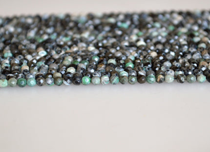 3mm Faceted Round Agate Semi Precious Stone Beads Black & Blue Green Color Genuine Gemstones #2117