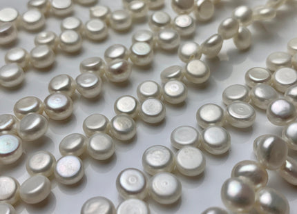 6-7 mm AAA Natural White Round Button Top Drilled Freshwater Pearl Beads Genuine Natural Color Top Drilled Dancing Freshwater Pearls #37