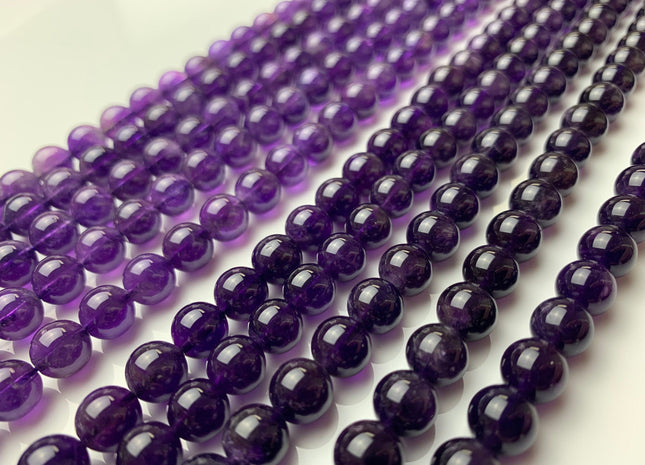 4mm 6mm 8mm 10mm 12mm AAA Top Quality Smooth Round Amethyst Beads, February Birthstone Beads Natural Darker Purple color Amethyst #486