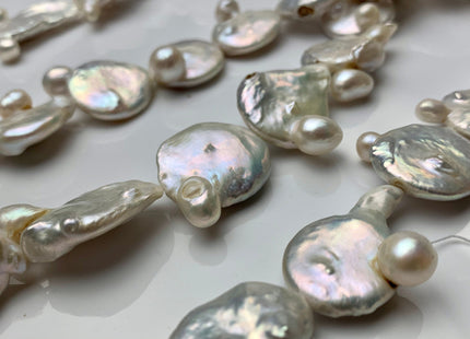 19-21 mm Natural White OR Seaweed Large Coin Freshwater Pearl Beads Grade B Large Flat Coin Pearl Beads Coin Pearl With Potato Beads #1387