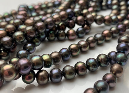 6.5-7 mm AA Metallic Peacock Color Potato Freshwater Pearl Beads Genuine High Luster Freshwater Peacock Colored Pearls #1996