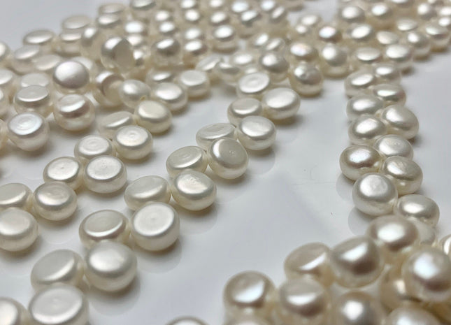 6-7 mm AAA Natural White Round Button Top Drilled Freshwater Pearl Beads Genuine Natural Color Top Drilled Dancing Freshwater Pearls #37