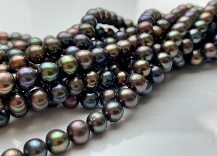 6.5-7 mm AA Metallic Peacock Color Potato Freshwater Pearl Beads Genuine High Luster Freshwater Peacock Colored Pearls #1996