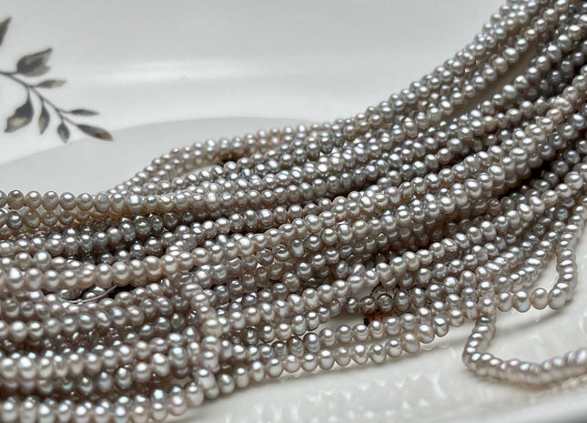 2.5 mm AAA Gray Color Tiny Freshwater Potato Pearl Beads Genuine Freshwater Silver Gray Color Potato Seed Pearl Beads #P1986