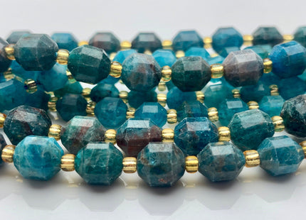 5x6mm 7x8mm Faceted Energy Prism Cut Apatite Gemstone Genuine Double Terminated Points Natural Blue Apatite Beads 15.5 Inches #3647