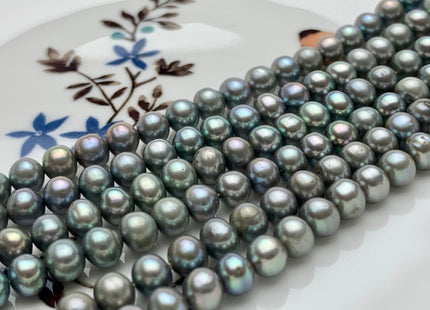 4mm 5mm AAA Sage Green Color Off Round Freshwater Pearl Beads High Luster Grayish Green Color Genuine Freshwater Pearls 85 Pieces #P1405