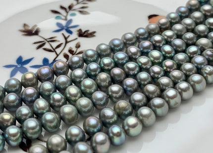 4mm 5mm AAA Sage Green Color Off Round Freshwater Pearl Beads High Luster Grayish Green Color Genuine Freshwater Pearls 85 Pieces #P1405