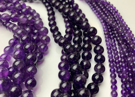 4mm 6mm 8mm 10mm 12mm AAA Top Quality Smooth Round Amethyst Beads, February Birthstone Beads Natural Darker Purple color Amethyst #486